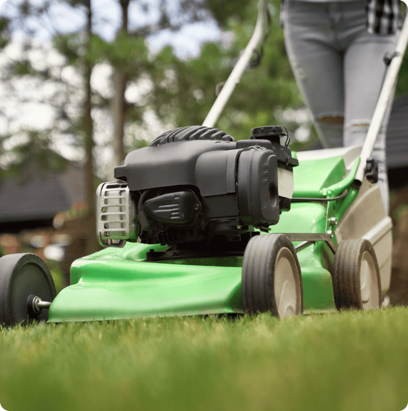 Female Legs Woman Using Lawn Mower